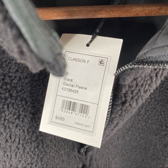 Theory Black Classon F Glacial Fleece Jacket Sz M - Picture 3 of 6
